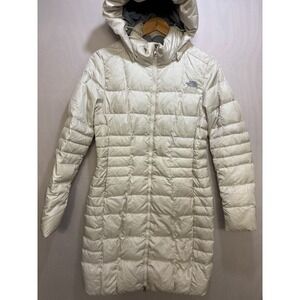 The North Face Metropolis II Long Parka Jacket Womens White Hooded Pockets S‎